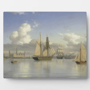 Plaque Photo Bateaux à voile au large du château de Kronborg, S