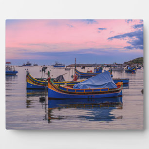 Plaque Photo Bateaux maltais traditionnels à Marsaxlokk