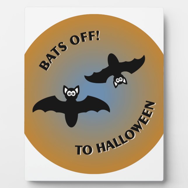 Plaque Photo Bats d'Halloween bleu orange (Devant)