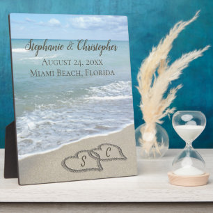 Plaque Photo Beach Wedding Hearts