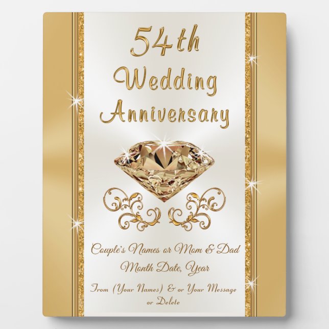 Plaque Photo Beau cadeau personnalisé 54e anniversaire Mariage (Devant)