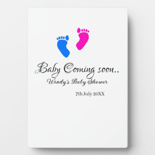 Plaque Photo Bébé à venir bientôt baby shower bleu rose bébé pi