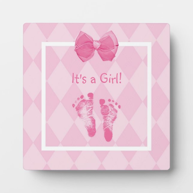 Plaque Photo Bébé mignonne Faire-part de naissance d'empreintes (Devant)