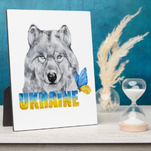 Plaque Photo Belle aquarelle loup et papillon d'Ukraine