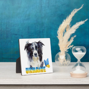 Plaque Photo Belle aquarelle Ukraine Chien et Papillon 