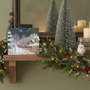 Plaque Photo Belle illustration de maison d'hiver Vacances de N