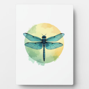 Plaque Photo Belle libellule verte Art aquarelle Insecte Lo