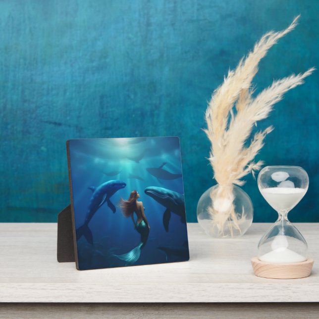 Plaque Photo Belle Sirène Nager Avec Baleines À Bosse, (Insitu)
