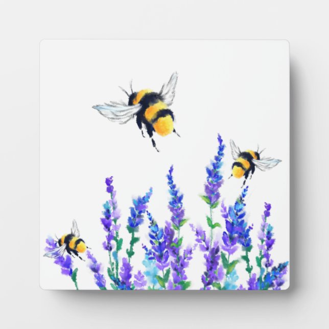 Plaque Photo Belles fleurs de printemps et les abeilles volent  (Devant)
