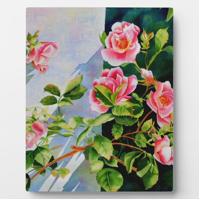 Plaque Photo Belles roses roses roses, roses rouges, aquarelle  (Devant)