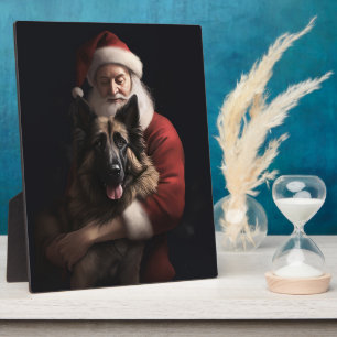 Plaque Photo Berger belge Père Noël Noël festif