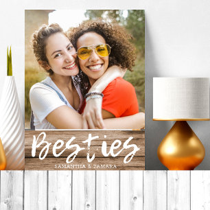 Plaque Photo Besoins personnalisés BFF Noms Le Bois Rustique