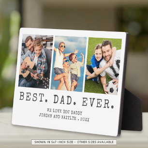 Plaque Photo BEST DAD EVER 3 Photos Personnalisées
