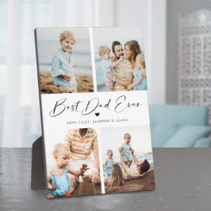 Plaque Photo Best Dad Ever Heart Script 4 Photo Collage