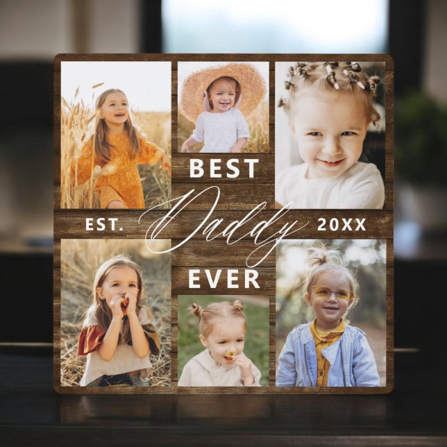 Plaque Photo Best Daddy Ever - Bois Fête des pères photo Collag (Créateur téléchargé)