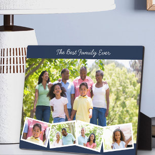 Plaque Photo Best Family Ever - Custom Photo Collage Blue