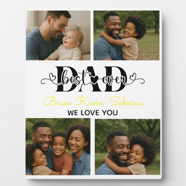 Plaque Photo Best Father Ever Personalized Photo Collage (Devant)