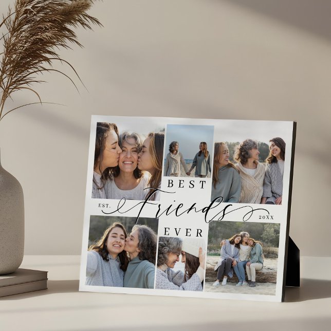 Plaque Photo Best Friends Ever Script Photo Collage Keepsake (Best Friends Ever Script Photo Collage Keepsake Plaque)