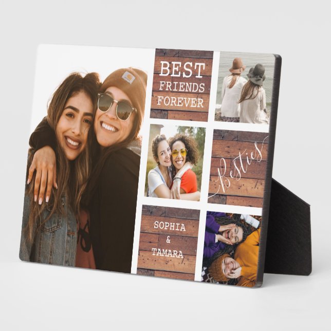 Plaque Photo Best Friends Forever 4 Photo Collage Rustique Wood (Côté)