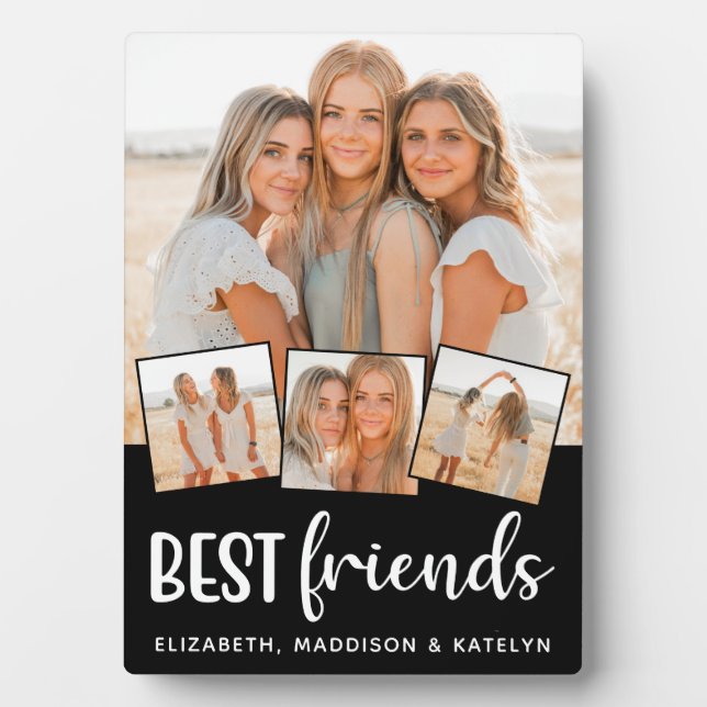 Plaque Photo Best Friends Modern Customisé 4 Photo Collage (Devant)