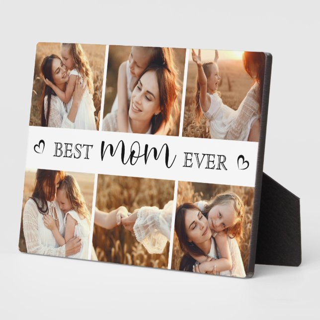Plaque Photo Best Mom Ever Modern Photo Collage Personalized (Côté)