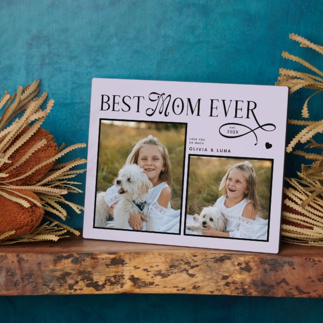 Plaque Photo Best Mom Ever Photo Heart Dog Mothers Day Gifts (Côté)