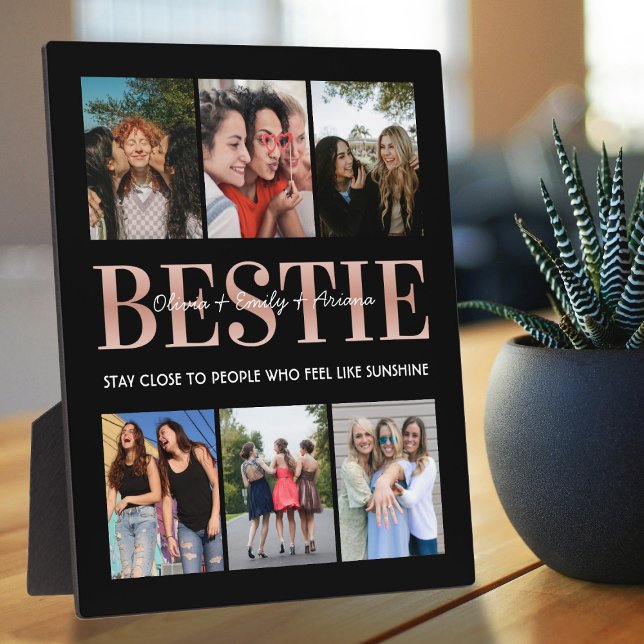 Plaque Photo Bestie Best Friend Black Photo Collage (Créateur téléchargé)