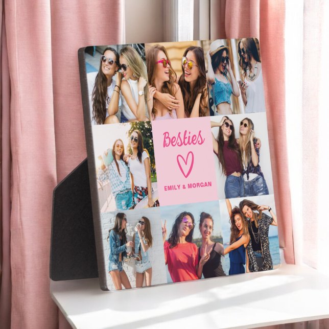 Plaque Photo Besties Cadeau rose pour les amis Collage photo (Créateur téléchargé)