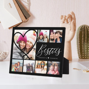 Plaque Photo Besties Script 7 Photo Best Friends Collage Heart
