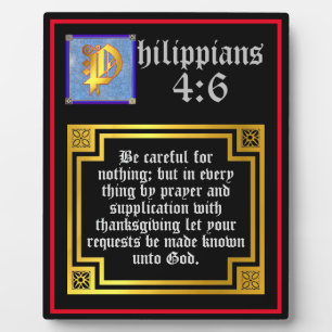 Plaque Photo Bienheureuse grâce Philippiens 4:6 Verse de la Bib