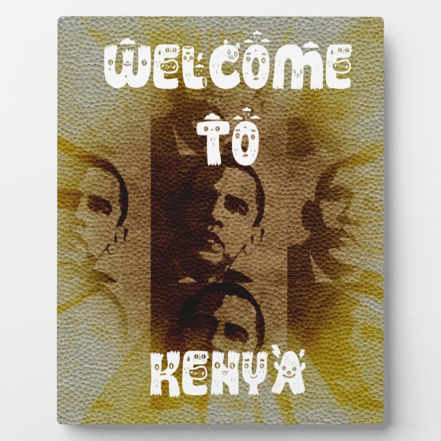 Plaque Photo Bienvenue au Kenya avec Obama Collage (Devant)