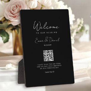 Plaque Photo Bienvenue QR Code Mariage Galerie noire