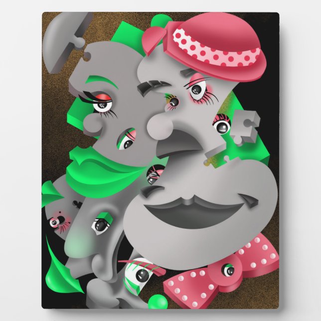 Plaque Photo Bits & Pièces - Surreal Jigsaw Faces Artework (Devant)