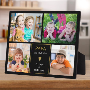 Plaque Photo Black And Gold Papa We Love You 4 Photo Collage