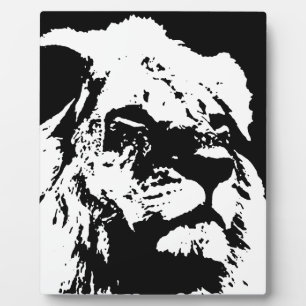 Plaque Photo Black & white lion pop art
