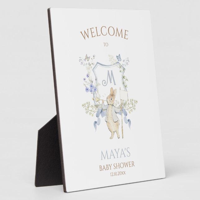 Plaque Photo Bleu En vichy Peter le Baby shower Rabbit MUTED BL (Côté)