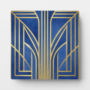 Plaque Photo Bleu Royal Or Art Déco