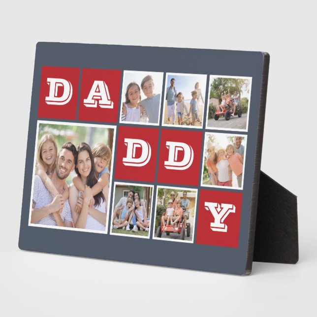 Plaque Photo Bloquer le collage photo DADDY | Bleu rouge (Côté)