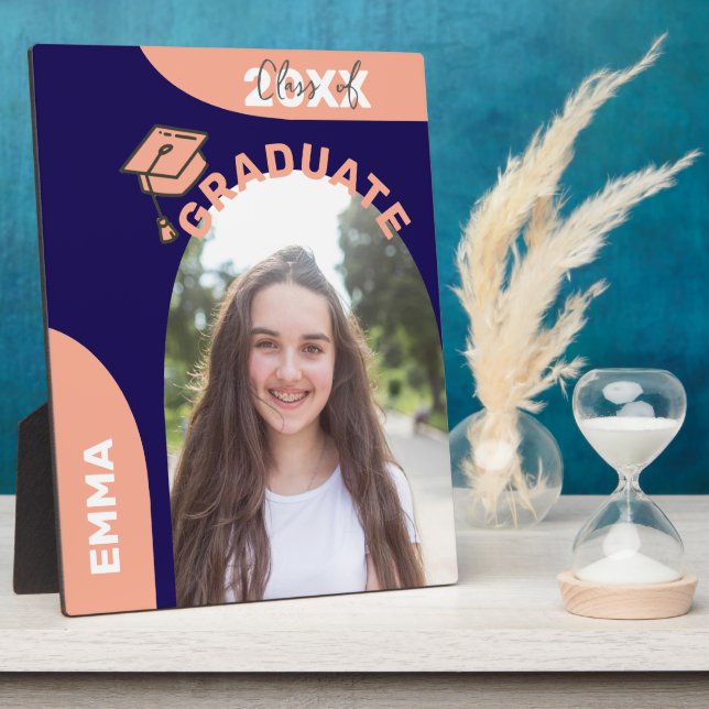 Plaque Photo Blue Arch Design 2025 Graduate Photo Faire-part (Côté)