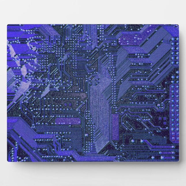 Plaque Photo Blue Cyber Circuit Board Tech Art Electronique (Devant)