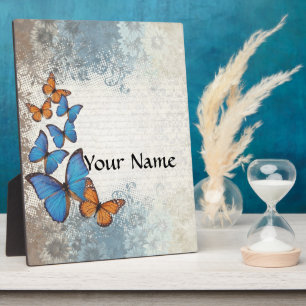 Plaque Photo Blue floral