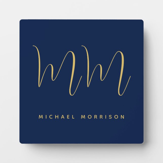 Plaque Photo Blue Gold Colours Professionnel Lettres initiales  (Devant)