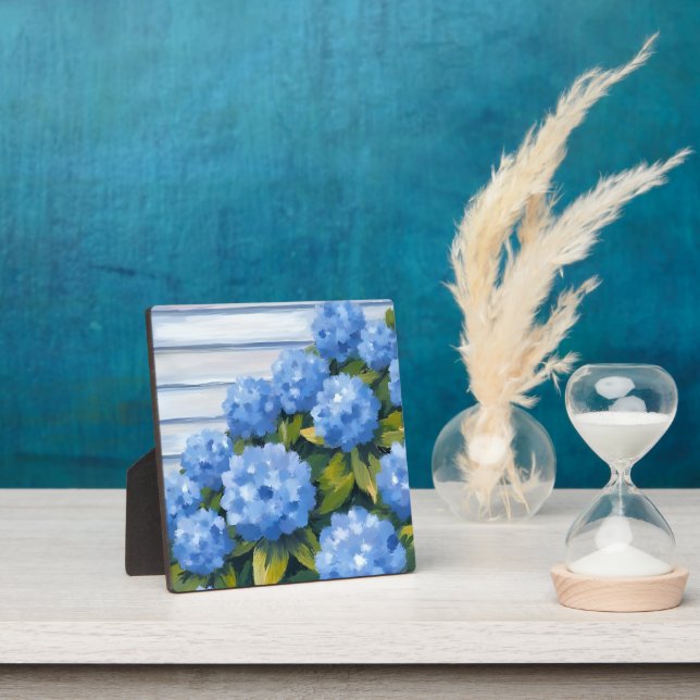 Plaque Photo Blue Hydrangeas Bushes peinture florale Art (Insitu)