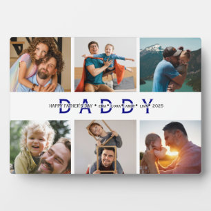 Plaque Photo Blue Modern Père’s Day Photo Collage