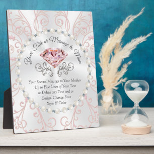 Plaque Photo Blush Diamond and Pearls Personalized Mother'Day