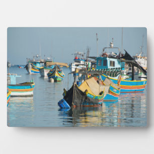 Plaque Photo Boats maltais   Marsaxlokk à Malte
