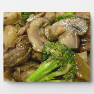 Plaque Photo Boeuf, brocoli et champignons remuer la frite