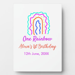Plaque Photo Boho Rainbow un anniversaire enfants brillant rétr
