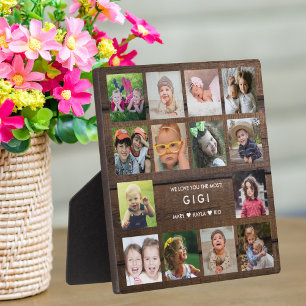 Plaque Photo Bois foncé We Love You Gigi 14 Photo Collage