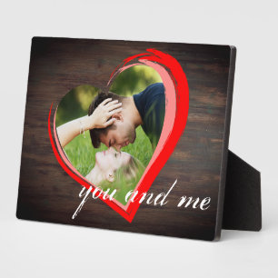 Plaque Photo Bois Rustique Deux Coeurs Photo Saint-Valentin